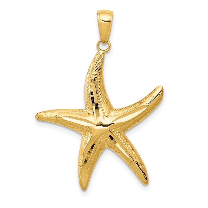 10K Yellow Gold 10K Diamond-Cut Starfish Pendant