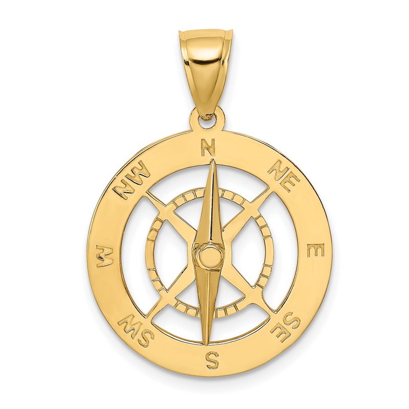10K Yellow Gold 10K Nautical Compass W/Moveable Needle Charm