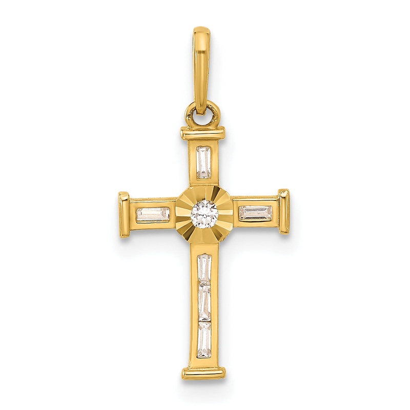 10K Yellow Gold 10K Polished Cz Cross Charm