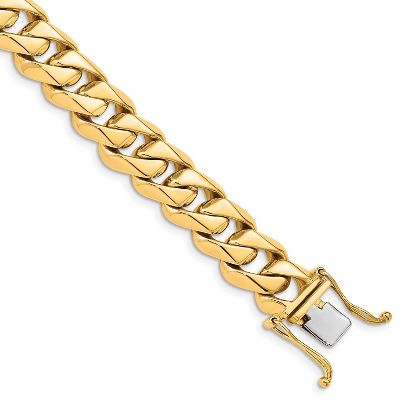 10K Yellow Gold 11mm Hand-Polished Traditional Link Bracelet