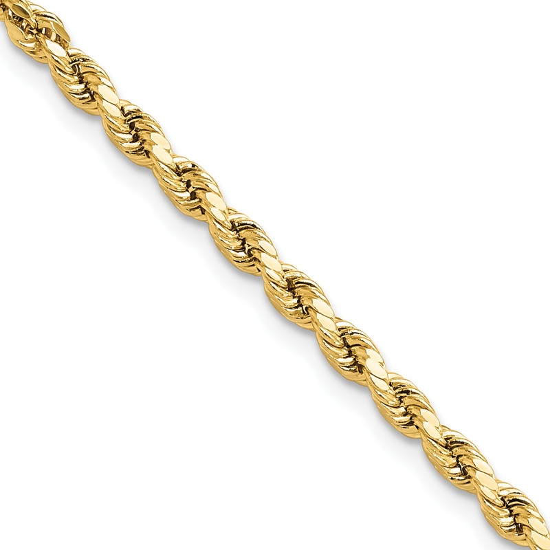 10K Yellow Gold 3mm Semi-Solid D/C Rope Chain