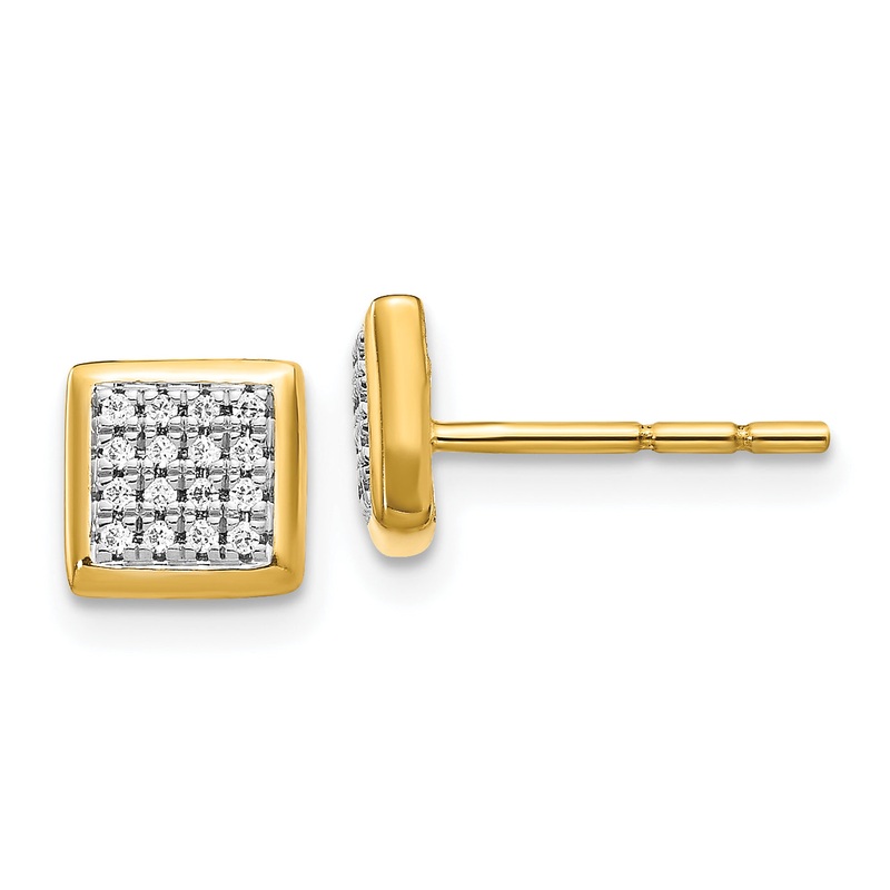 10K Yellow Gold Diamond Post Earrings
