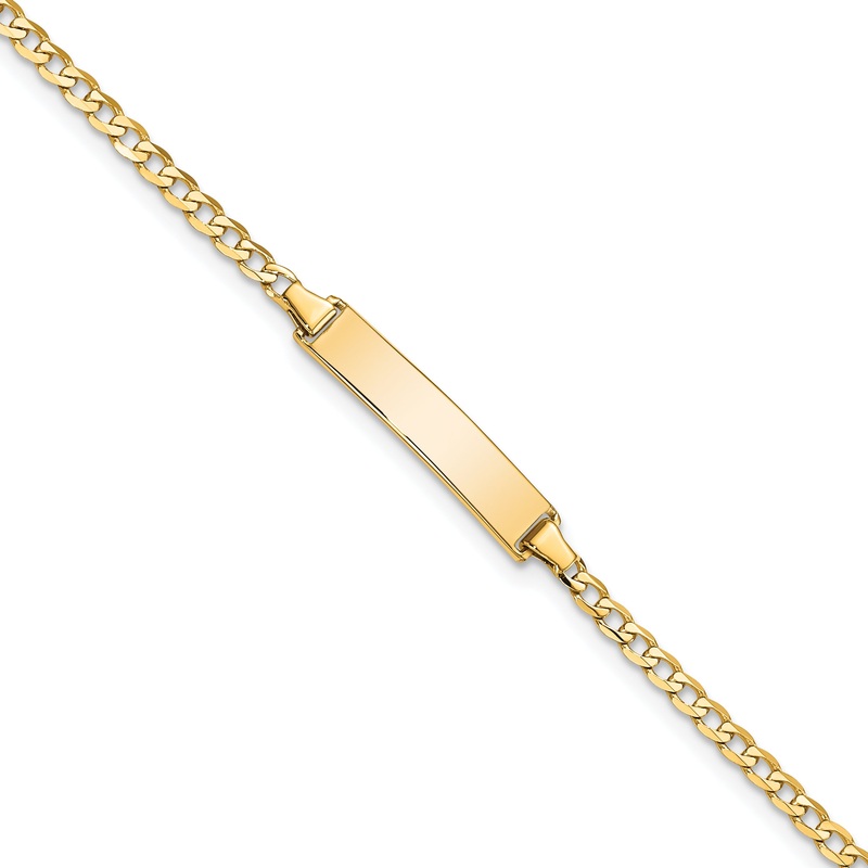 10K Yellow Gold Flat Curb Link Id Bracelet