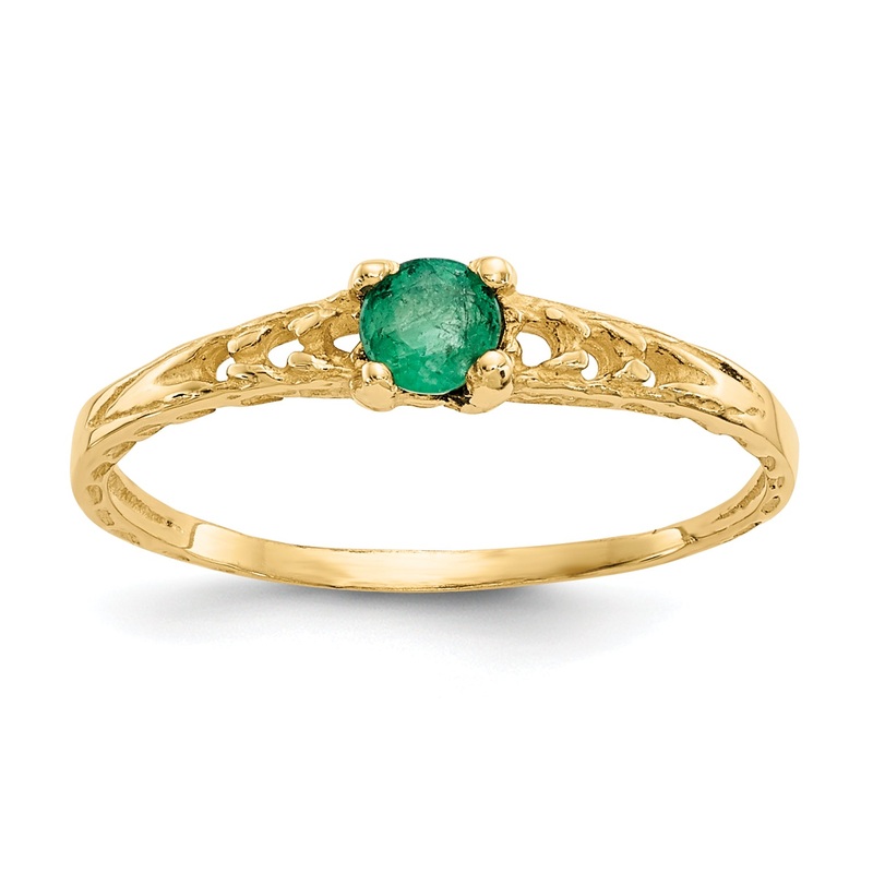 10K Yellow Gold Madi K 3mm Emerald Birthstone Baby Ring