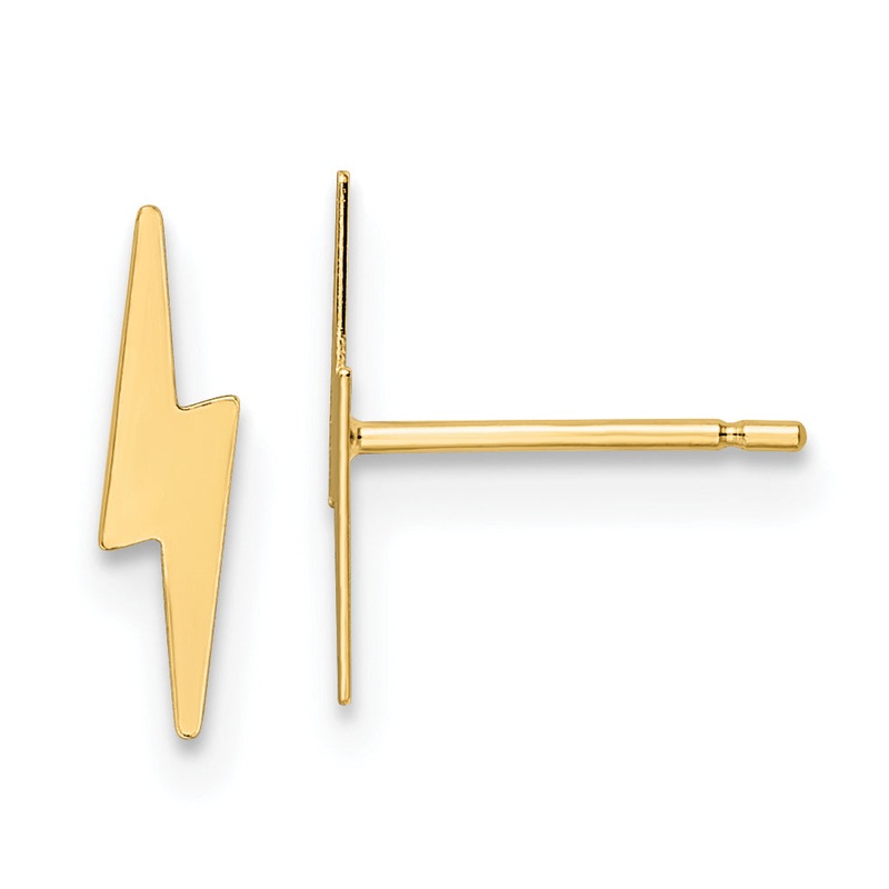 10K Yellow Gold Polished Lightning Bolt Post Earrings