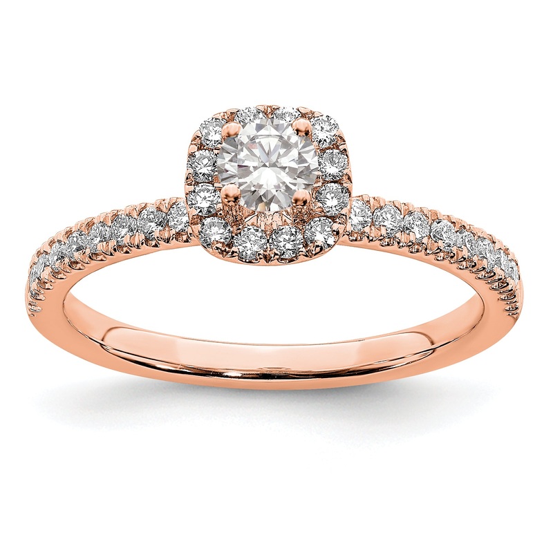 14K Rose Gold Eternal Promise Lab Grown VS/SI FGH Diamond Halo Ring
