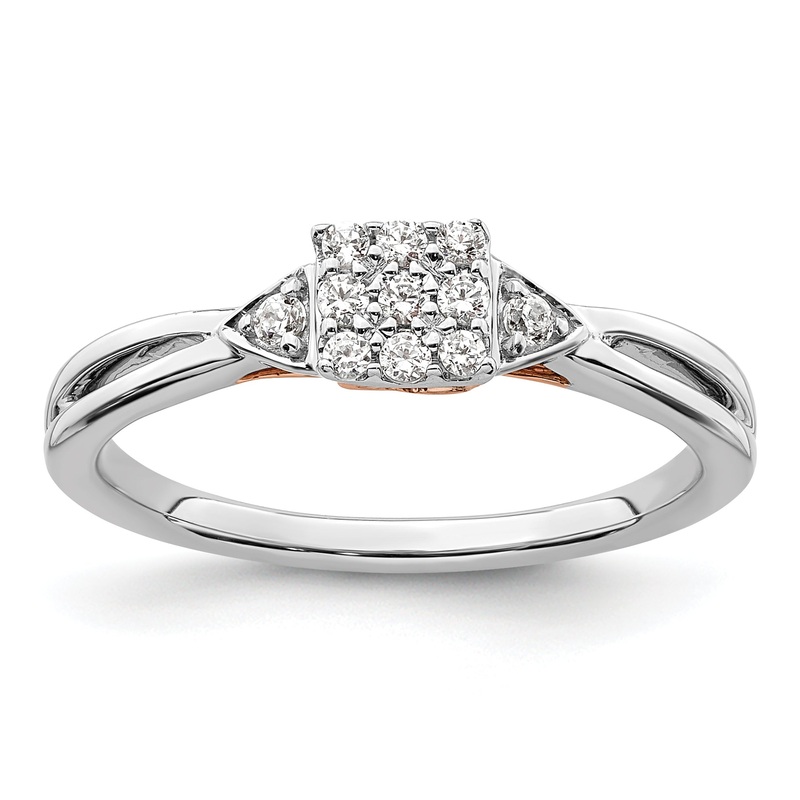 14K Two-Tone Lab Grown Diamond VS/SI+ G+ Heart Cluster Ring