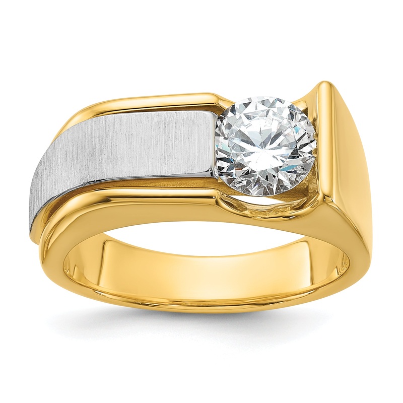 14k Two-tone Two Tone 1 1/4 Ct. Lab Grown Diamond VS/SI+ G+ Polished and Brushed Men’s Ring