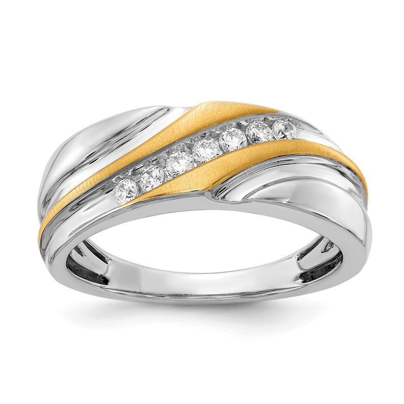 14k Two-tone Two Tone 1/4 Ct. Lab Grown Diamond VS/SI+ G+ Seven Stone Men’s Ring