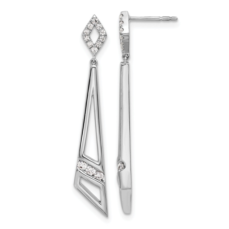 14K White Gold Lab Grown Diamond VS/SI+ G+ Triangles Post Dangle Ear