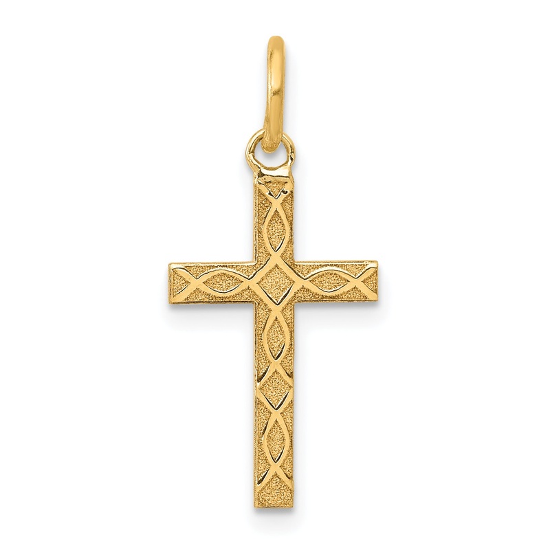 14k Yellow Gold 14K Laser Designed Cross Charm
