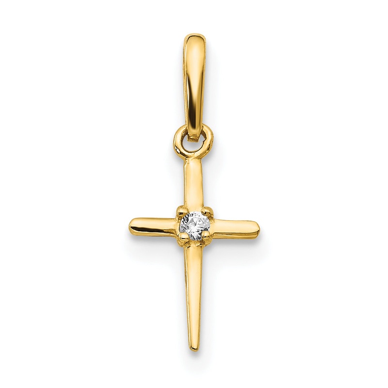 14k Yellow Gold 14k Madi K CZ Children’s Cross Pendant