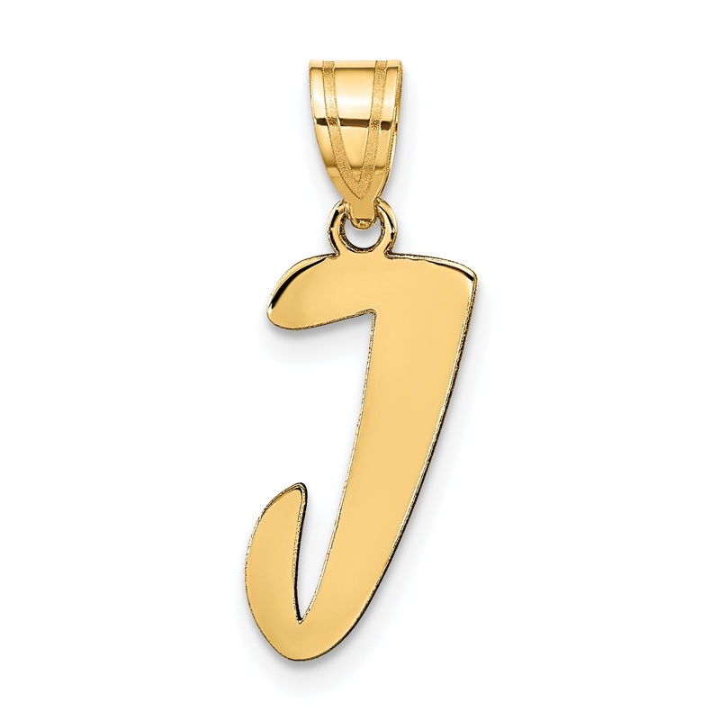 14k Yellow Gold 14k Polished Script Letter J Initial Pendant