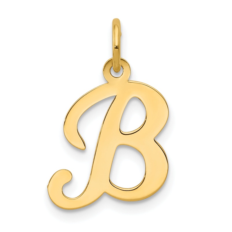 14k Yellow Gold 14KY Script Letter B Initial Charm