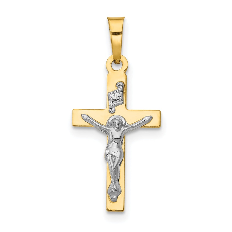 14k Yellow & Rhodium 14K w/Rhodium Polished Inri Crucifix Pendant