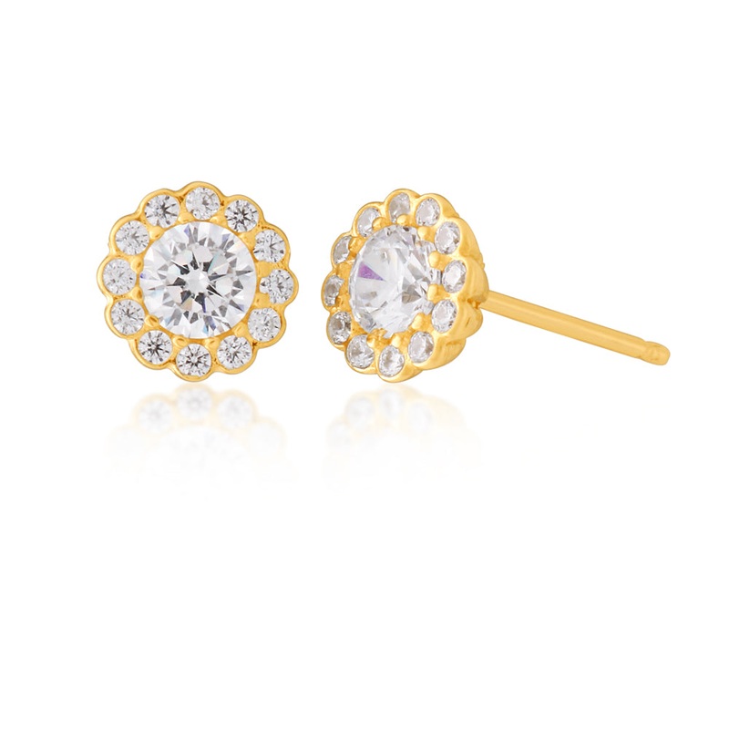 9ct Yellow Gold Zirconia Round 6mm Studs