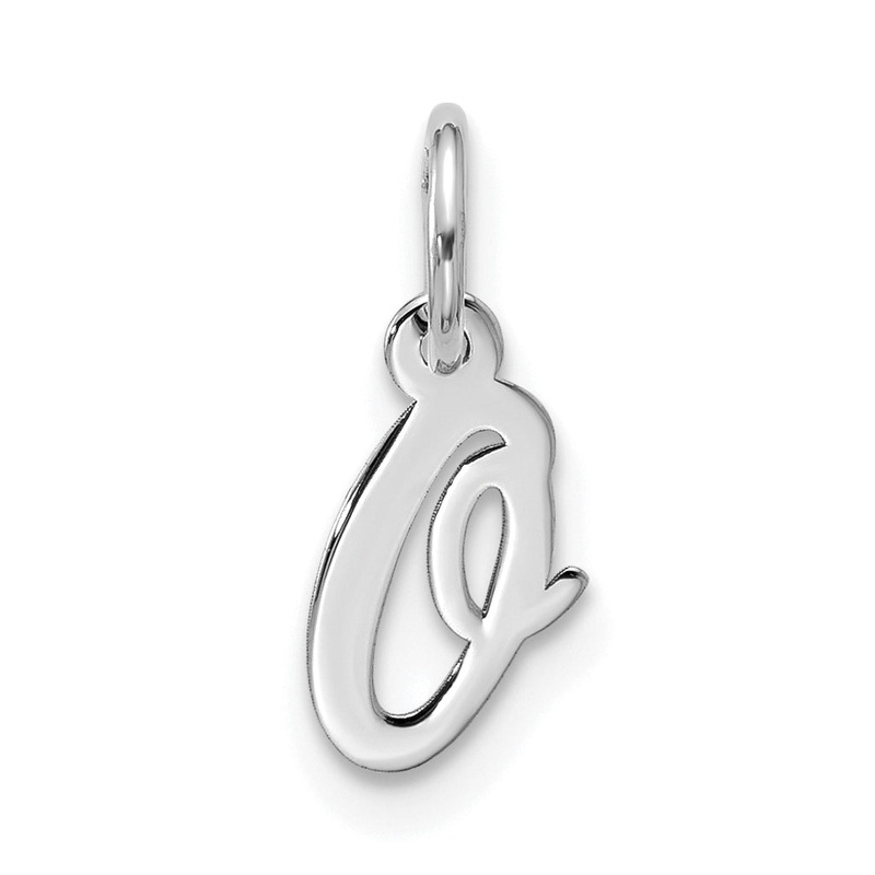 10K White Gold 10Kw Small Script Initial O Charm