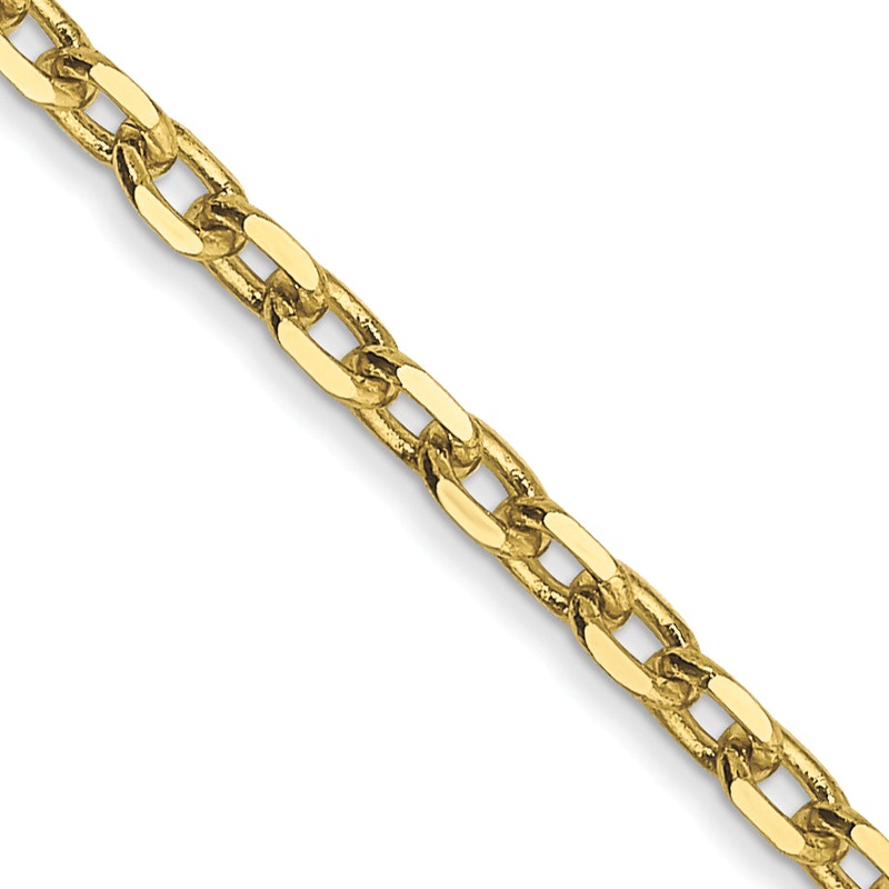 10K Yellow Gold 2.2mm D/C Round Open Link Cable Chain