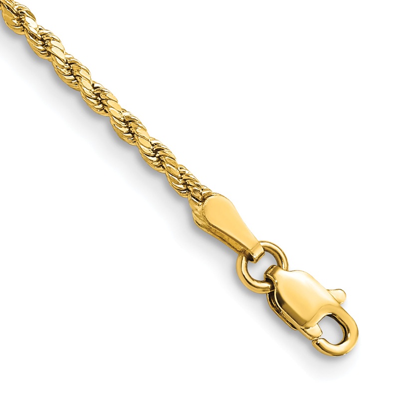 10K Yellow Gold 2mm Semi-Solid D/C Rope Chain