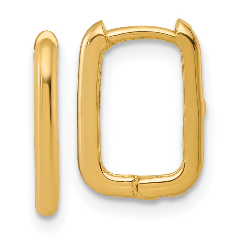 10K Yellow Gold Polished Rectangle 1.85mm Hinged Hoop Earrings