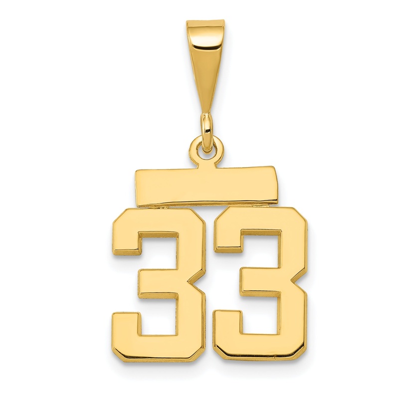 10K Yellow Gold Small Polished Number 33 Charm