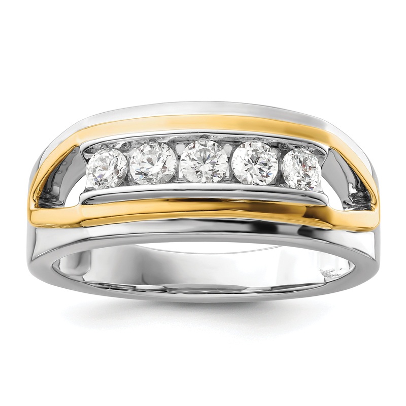 14k Two-tone White Gold 1/2 Ct. Lab Grown Diamond VS/SI+ G+ Five Stone Men’s Ring
