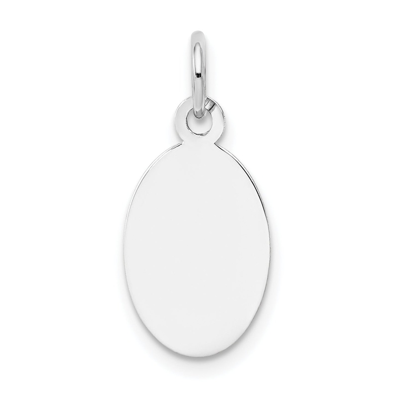 14k White Gold 14k White Gold Plain .009 Gauge Oval Engravable Disc Charm