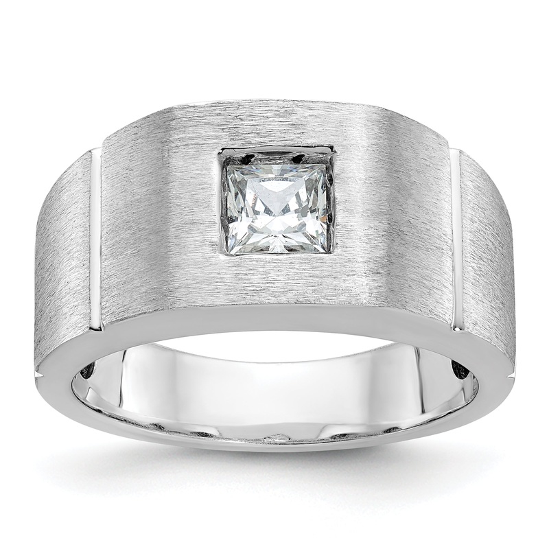 14k White Gold 5/8 Ct. Lab Grown Diamond VS/SI+ G+ Polished and Satin Men’s Ring