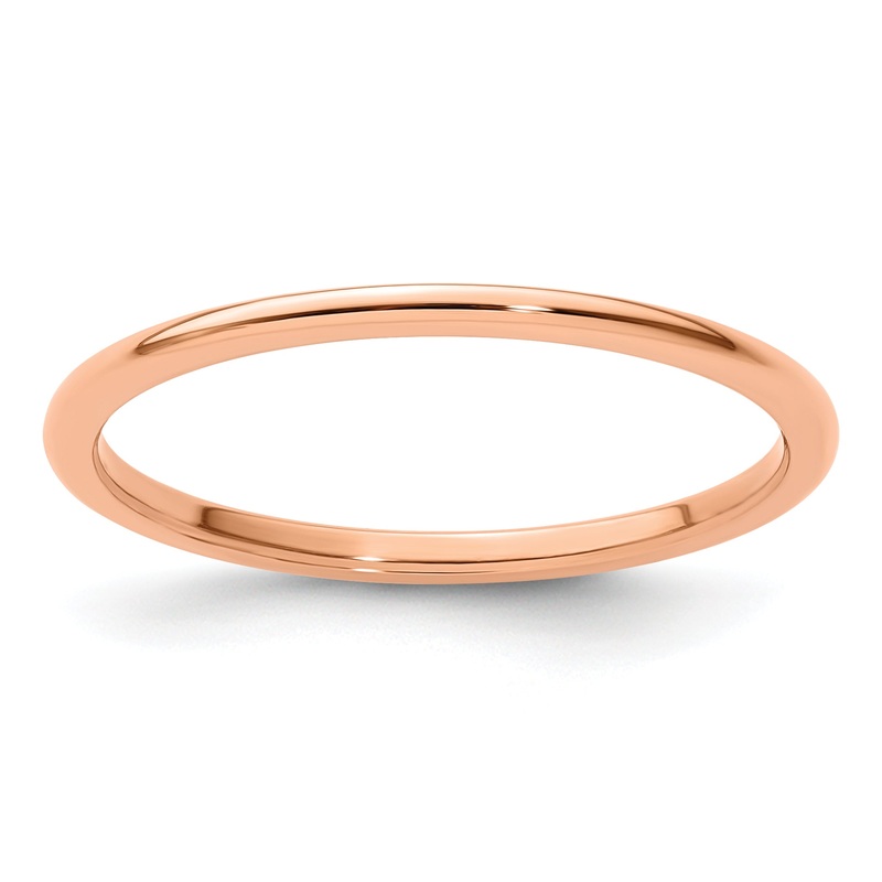 10K Rose Gold 10K 1.2mm Half Round Polished Stackable Band Size 9