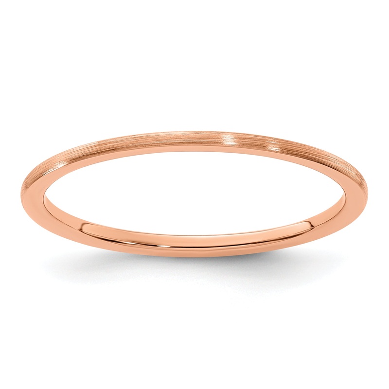 10K Rose Gold 10K 1.2mm Half Round Satin Stackable Band Size 4.5