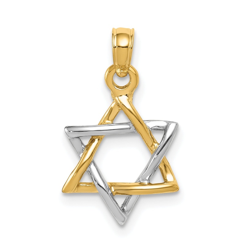 10K Two-Tone 10K Polished Star Of David Pendant