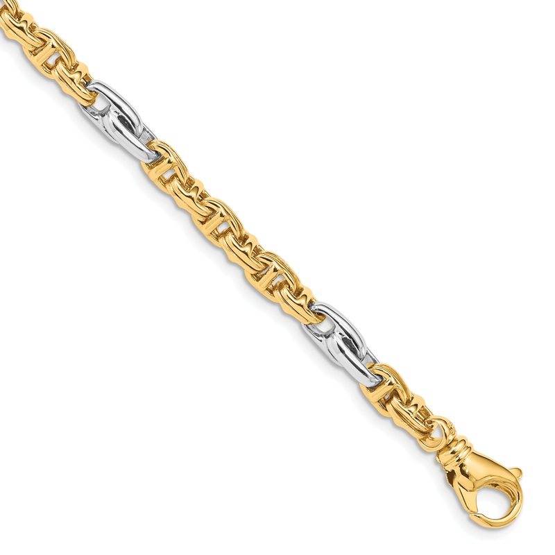 10K Two-Tone 5.38mm Hand-Polished Fancy Link Bracelet
