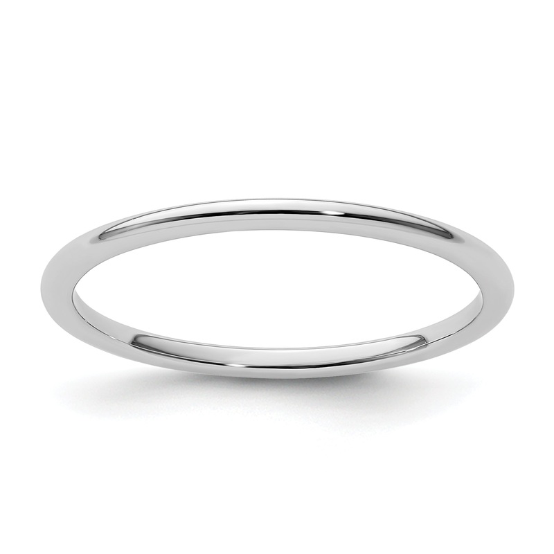 10K White Gold 10K 1.2mm Half Round Polished Stackable Band Size 8