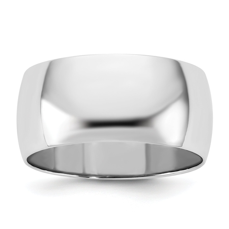 10K White Gold 10Kw 9mm Half Round Band Size 11.5