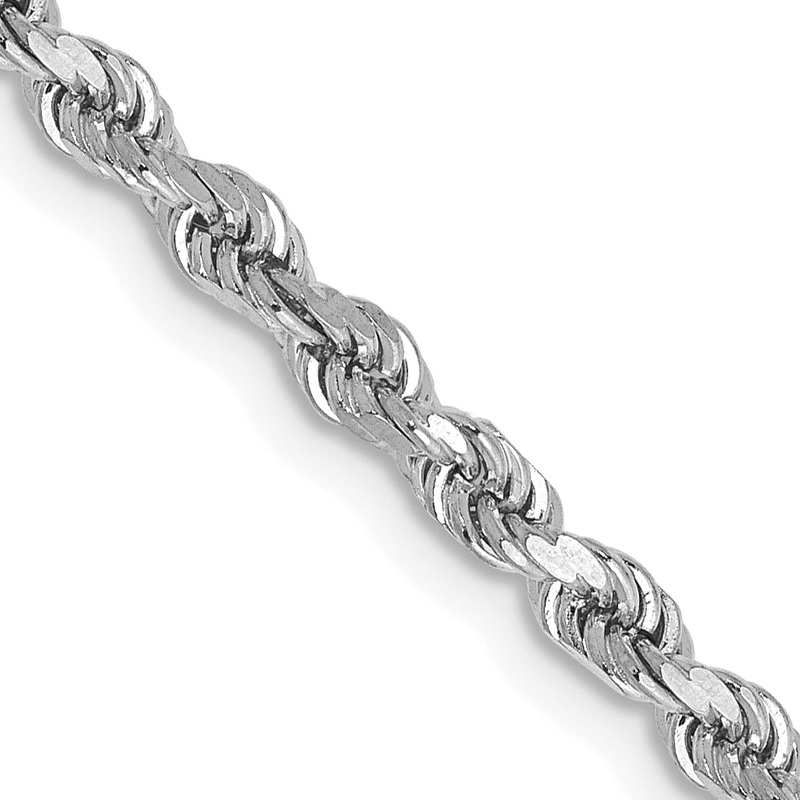10K White Gold 2.75mm Diamond-Cut Rope Chain