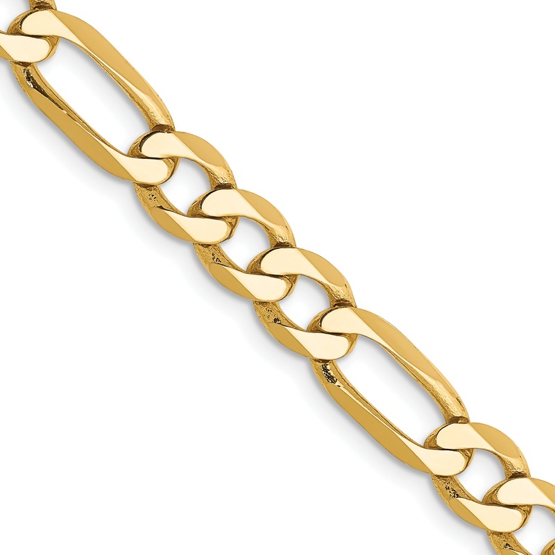 10K Yellow Gold 10K 6.25mm Flat Figaro Chain