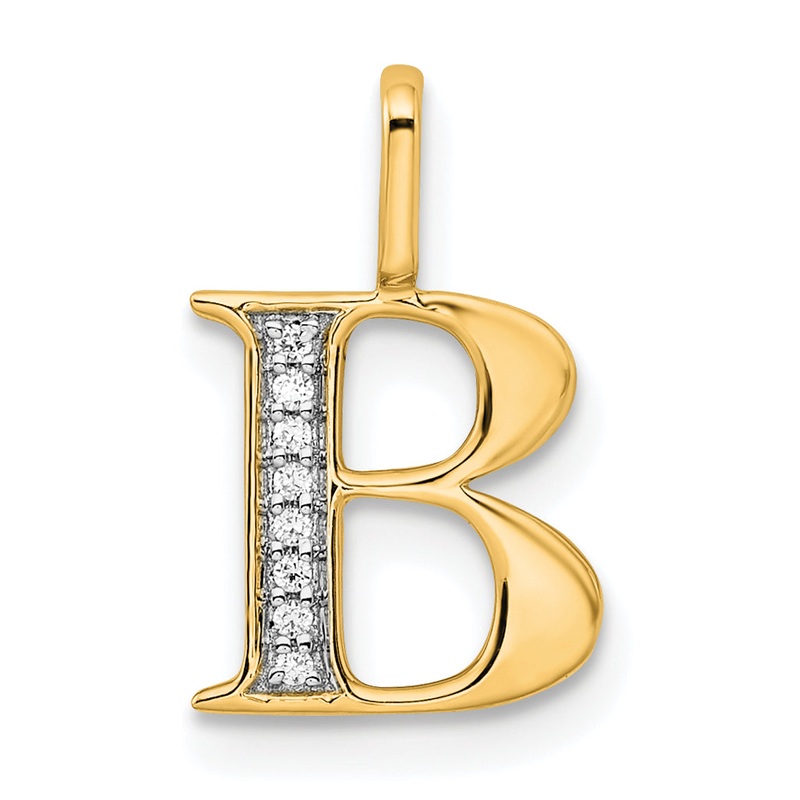 10K Yellow Gold 10K Diamond Letter B Initial Pendant