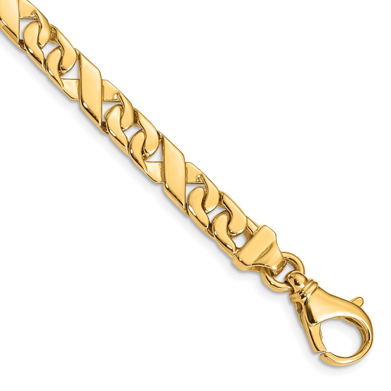 10K Yellow Gold 6.7mm Hand-Polished Fancy Link Bracelet