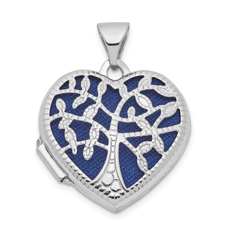 14k White Gold 14k White Gold 18mm Tree Heart Locket