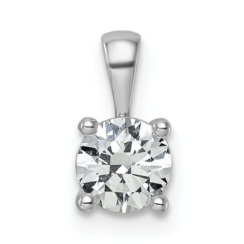14k White Gold 14k White Gold 3/4 carat Lab Grown Diamond VS+ F+ Round Complete Four Prong Pendant