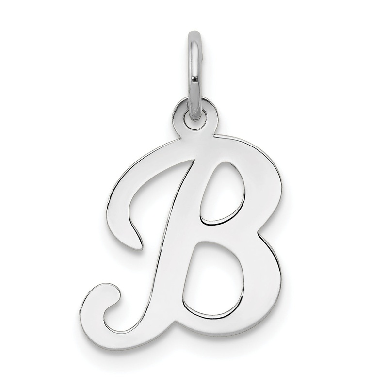 14k White Gold 14KW White Gold Script Letter B Initial Charm