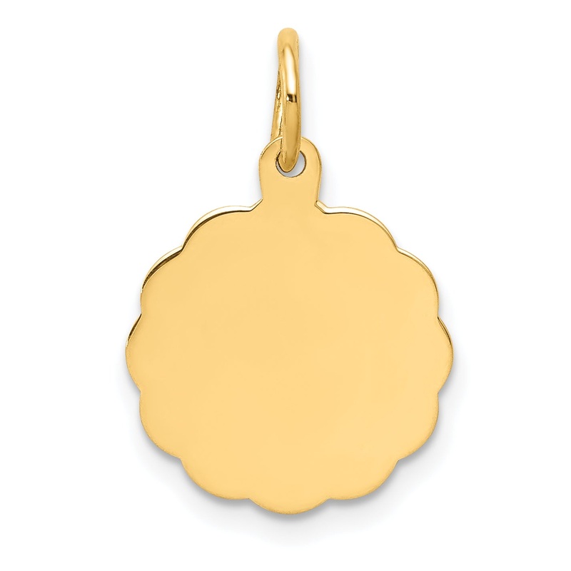 14k Yellow Gold 14k .009 Gauge Engravable Scalloped Disc Charm