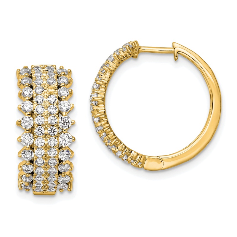 14k Yellow Gold 2 Ct. Lab Grown Diamond VS/SI+ G+ Hinged Hoop Earrings