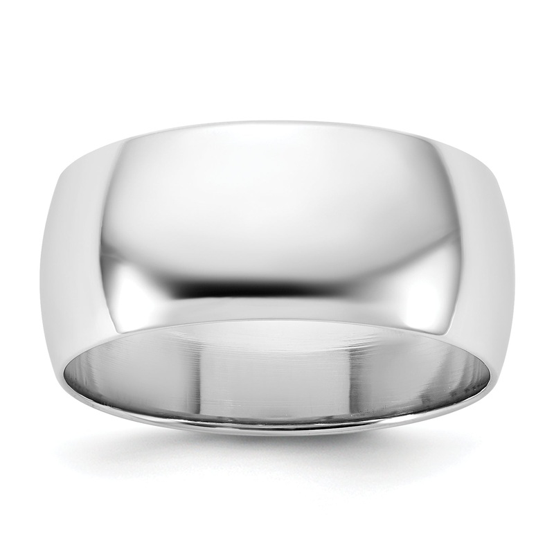 10K White Gold 10Kw 8.5mm Ltw Half Round Band Size 9.5