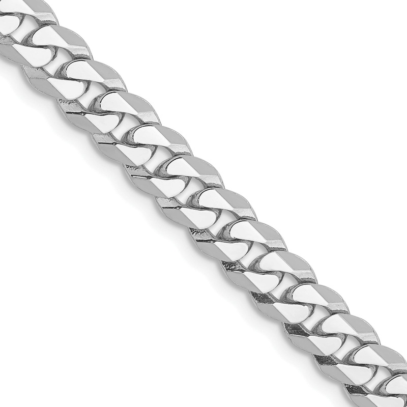 10K White Gold Wg 5.75mm Flat Beveled Curb Chain