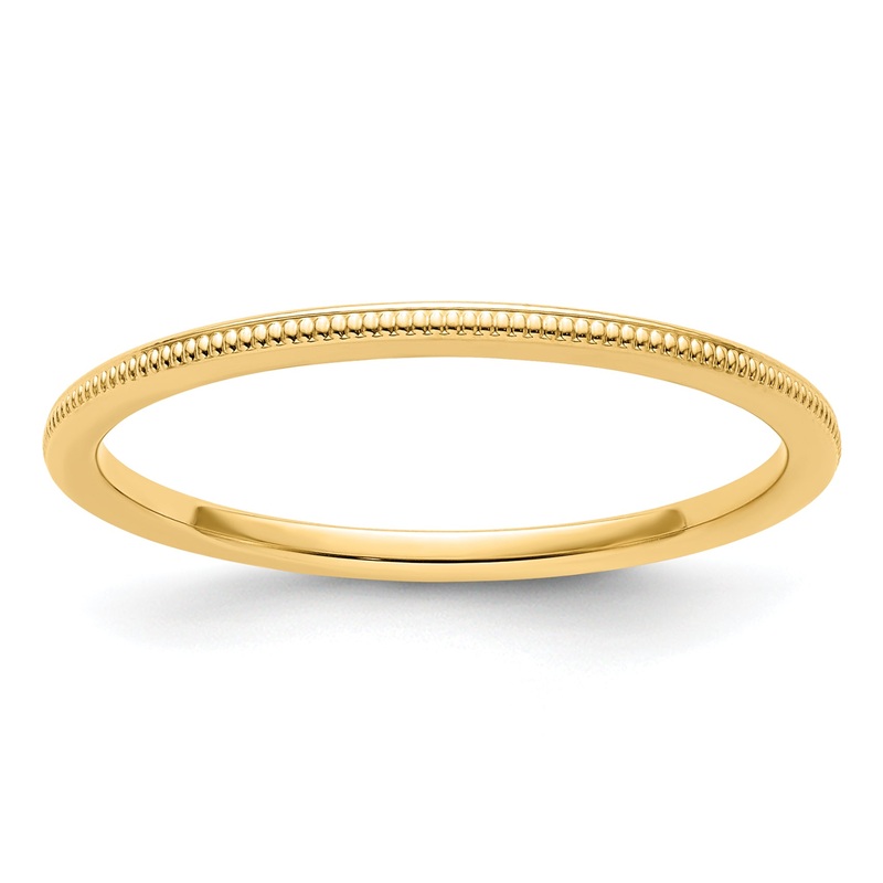 10K Yellow Gold 10K 1.2mm Milgrain Stackable Band Size 9