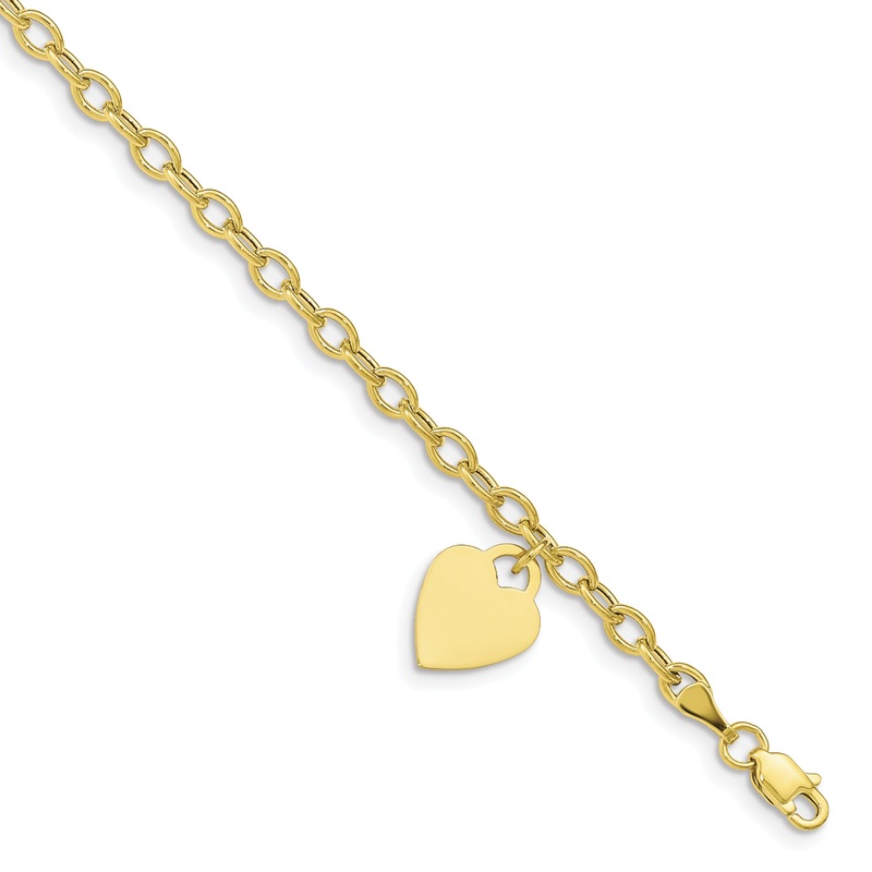 10K Yellow Gold 10K Dangle Heart Bracelet
