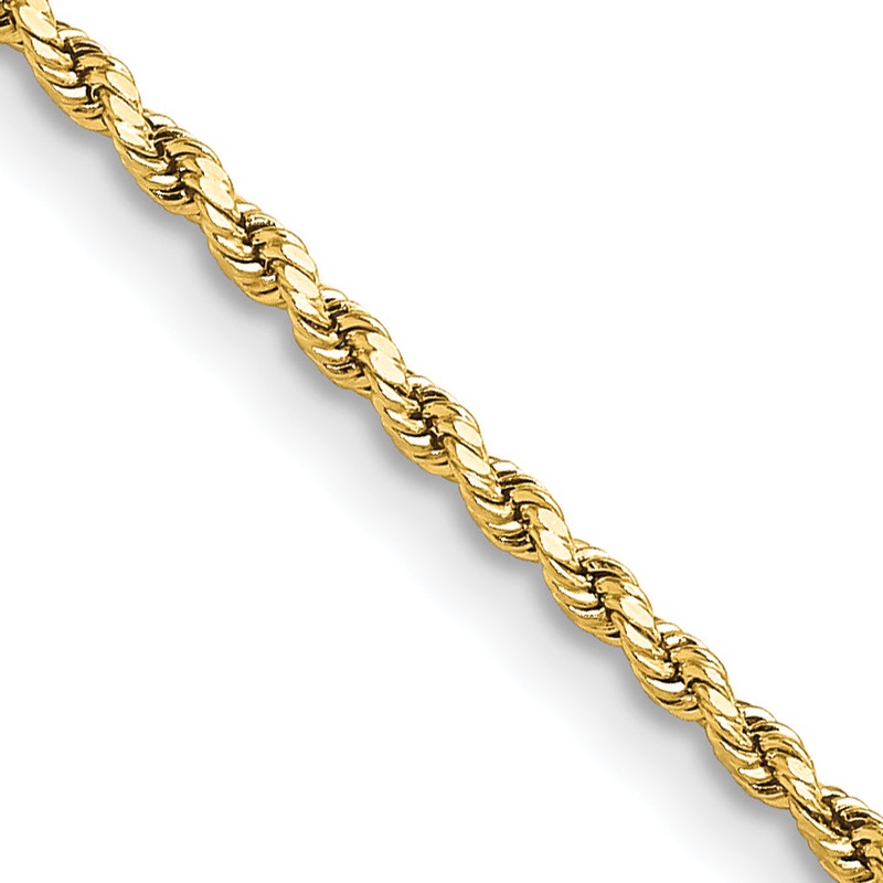 10K Yellow Gold 2mm Semi-Solid D/C Rope Chain