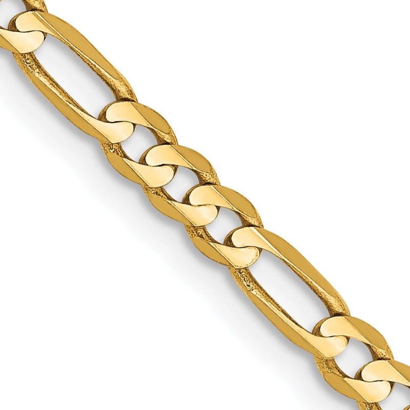 10K Yellow Gold 3mm Concave Figaro Chain