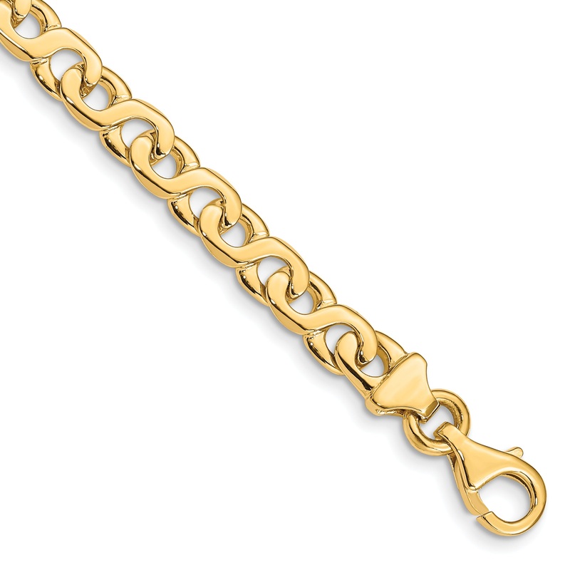 10K Yellow Gold 6.2mm Hand-Polished Fancy Link Bracelet